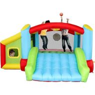 OWZJUHA Inflatable Bounce House with Blower, Kids Slide Jumping Castle with Basketball Rim, Jumping Area and Ball Pit