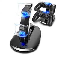 [아마존핫딜]KONKY PS4 Controller Ladestation Charger, Dualshock Docking Ladegerat Stand Mit USB Kabel und LED Fuer Sony Playstation 4 / PS4 Slim / PS4 Pro Game Controller, Schwarz