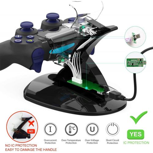  [아마존 핫딜]  [아마존핫딜]KONKY PS4 Controller Ladestation Charger, Dualshock Docking Ladegerat Stand Mit USB Kabel und LED Fuer Sony Playstation 4 / PS4 Slim / PS4 Pro Game Controller, Schwarz