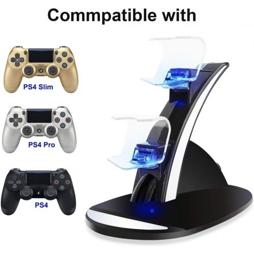  [아마존베스트]KONKY - PS4 Controller Charging Dock Stand, USB Dual Charger Station Accessory with LED Indicator for Playstation 4 / PS4 Slim Pro and PSVR Controller, Black