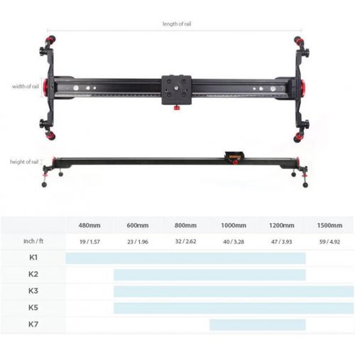  Konova Camera Slider Dolly K5 60 (23.6 Inch) Track Aluminum Solid Rail Roller Bearing for Smooth Slide for Camera, Mobile Phone, DSLR, Payloads up to 55bs (25kg) with Bag