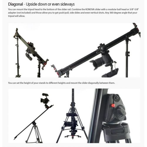  Konova Camera Slider Dolly K3 120cm (47.2 Inch) Track Aluminum Solid Rail Smooth Slide for Camera,Mobile Phone, DSLR, Payloads up to 49bs (22kg) with Bag