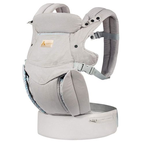  KONPAYDE Baby Carrier with Windproof Cap, Bite Towel, flip 4-in-1 Convertible Carrier, Soft & Breathable Cotton, Babies and Toddlers, Grey