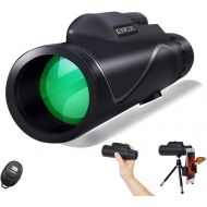 [아마존베스트]KONPCOIU Monocular Telescope,12X50 High Power&HD Monocular with Universal Smartphone Holder and Wireless Remote Control-Waterproof Scope, BAK4 Prism for Bird Watching, Hunting, Surveillance