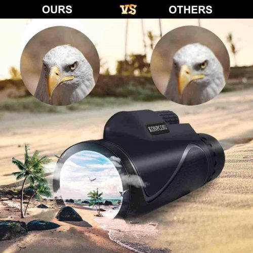  [아마존베스트]KONPCOIU Monocular Telescope,12X50 High Power&HD Monocular with Universal Smartphone Holder and Wireless Remote Control-Waterproof Scope, BAK4 Prism for Bird Watching, Hunting, Surveillance