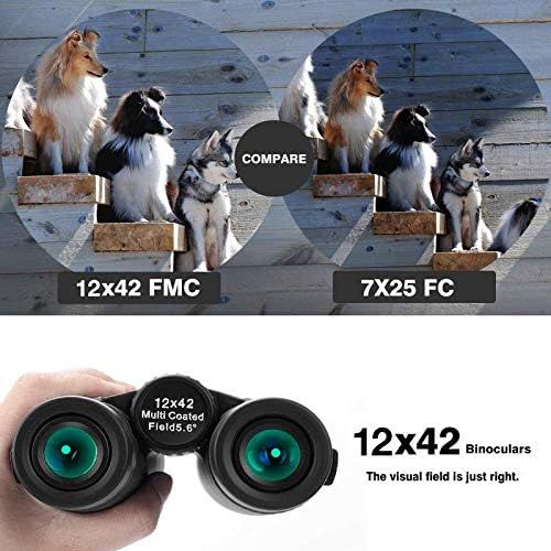  [아마존베스트]KONPCOIU 12x42 Roof Prism Binoculars for Adults, Portable and Waterproof Compact Binoculars with Low Light Night Vision,BAK4 Prism FMC Lens HD Clear View for Bird Watching, Hunting, Travel,