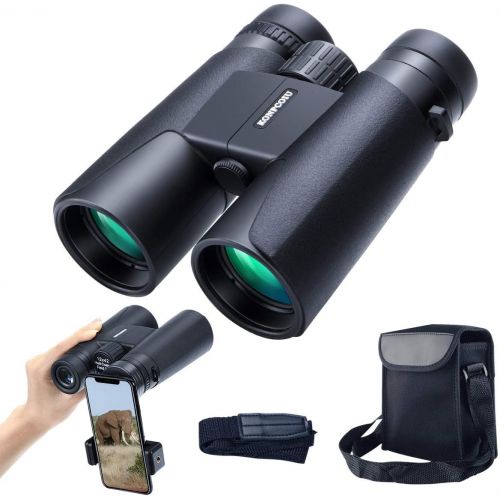  [아마존베스트]KONPCOIU 12x42 Roof Prism Binoculars for Adults, Portable and Waterproof Compact Binoculars with Low Light Night Vision,BAK4 Prism FMC Lens HD Clear View for Bird Watching, Hunting, Travel,