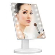 KOOKIN Lighted Vanity Makeup Mirror with 16 Led Lights 180 Degree Free Rotation Touch Screen Adjusted Brightness Battery USB Dual Supply Bathroom Beauty Mirror (White)