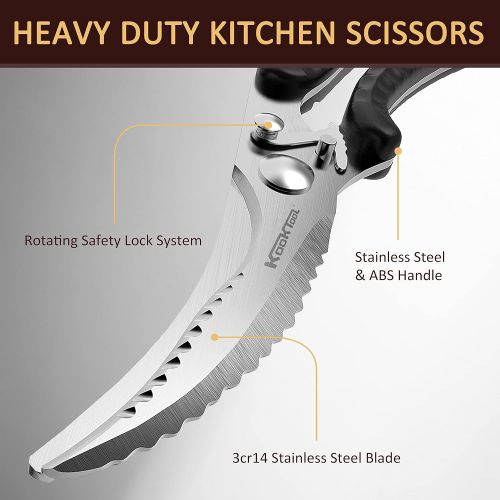  [아마존베스트]Kitchen Shears, KOOKTOOL Kitchen Scissors Heavy Duty Cooking Scissors, Dishwasher Safe Meat Scissors, Kitchen Shears for Chicken, Bone, Poultry, Vegetable, Fish