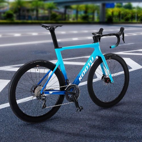  KOOTU Carbon Road Bike, T800 Carbon Fiber Frame Racing Bicycle, 700C Wheels 22 Speed Adult Road Bicycle with Shimano ULTEGRA R8020 Hydraulic Disc Brake