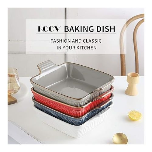  KOOV Ceramic Bakeware, 8x8 Baking Dish, Square Baking Pan, Ceramic Baking Dish, Brownie Pans for Cake Dinner, Kitchen, Texture Series (Aegean)
