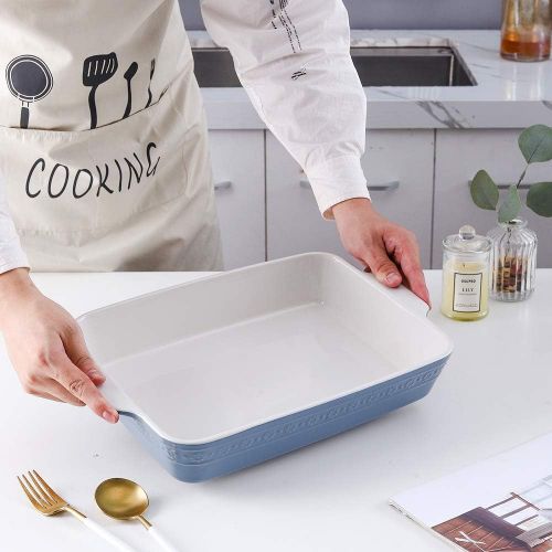  KOOV Individual Lasagne Pan Deep, Rectangular 9x13 Baking Dish, Ceramic Baking Dish, Bakeware for Tapas, Roasting, Casserole Dish for Oven, (Haze Blue)