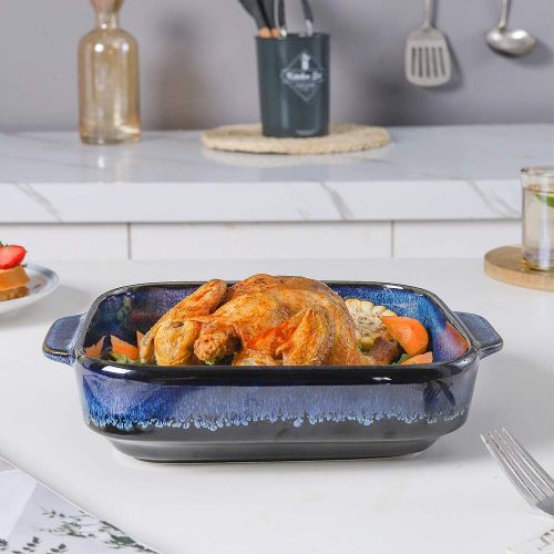  KOOV Ceramic Bakeware, 8x8 Baking Dish, Square Baking Pan, Ceramic Baking Dish, Brownie Pans for Cake Dinner, Kitchen, Reactive Glaze (Nebula Blue)