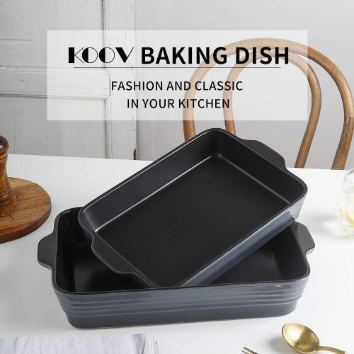  KOOV Bakeware Set, Ceramics Baking Dish Set, Rectangular Casserole Dish Set, Baking Pans, Lasagna-Pans Deep for Cooking Cake Dinner, Kitchen, 9 x 13 Inches, Reactive Glaze 2-Piece