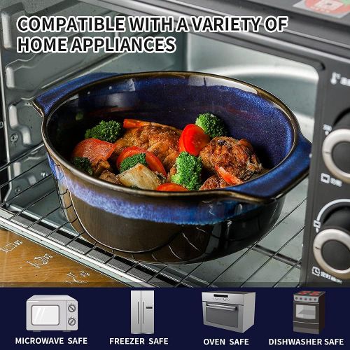  KOOV Ceramic Casserole Dish with Lid Oven Safe, 2 Quart Casserole Dish, Covered Round Casserole Dish Set, 9 inch Baking dish With Lid for Dinner, Deep Casserole Cookware Set, React