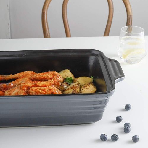  KOOV Ceramic Casserole Dish with Lid, Covered Rectangular Casserole Dish Set, Lasagna Pans with Lid for Cooking, Baking dish With Lid for Dinner, Kitchen, 9 x 13 Inches, Reactive G