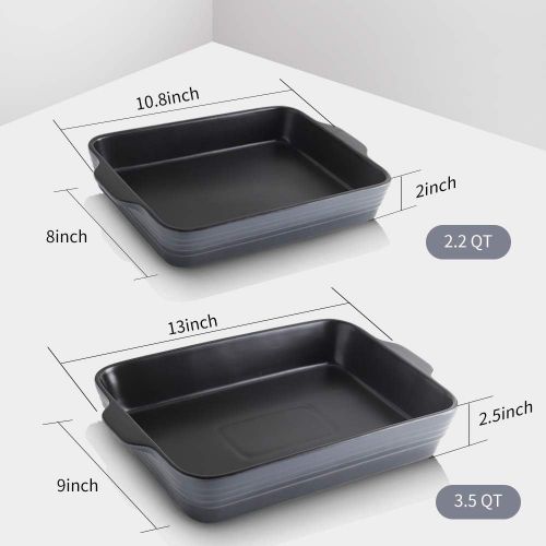  [아마존베스트]KOOV Bakeware Set, Ceramics Baking Dish Set, Rectangular Casserole Dish Set, Baking Pans, Lasagna-Pans Deep for Cooking Cake Dinner, Kitchen, 9 x 13 Inches, Reactive Glaze 2-Piece