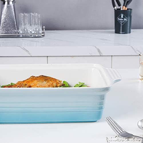  [아마존베스트]KOOV Ceramic Casserole Dish with Lid, Covered Rectangular Casserole Dish Set, Lasagna Pans with Lid for Cooking, Baking dish With Lid for Dinner, 9 x 13 Inches, Gradient Series (Gr