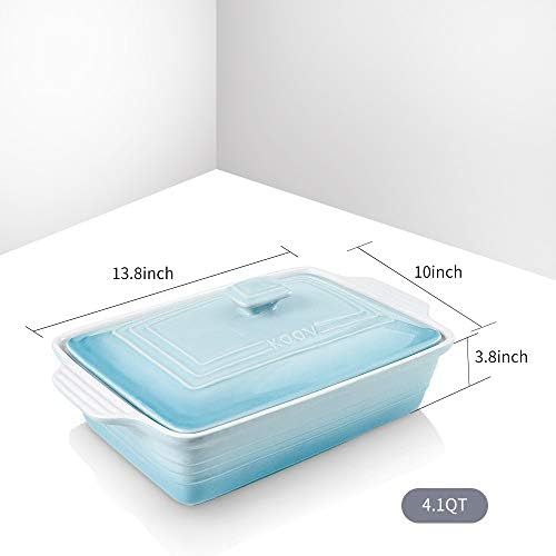  [아마존베스트]KOOV Ceramic Casserole Dish with Lid, Covered Rectangular Casserole Dish Set, Lasagna Pans with Lid for Cooking, Baking dish With Lid for Dinner, 9 x 13 Inches, Gradient Series (Gr