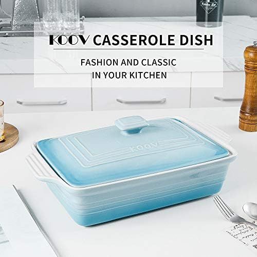  [아마존베스트]KOOV Ceramic Casserole Dish with Lid, Covered Rectangular Casserole Dish Set, Lasagna Pans with Lid for Cooking, Baking dish With Lid for Dinner, 9 x 13 Inches, Gradient Series (Gr