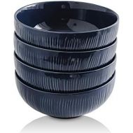[아마존베스트]KOOV 24 Ounce Soup Bowl Set, Porcelain Cereal Bowls Microwave And Dishwasher Safe, Kitchen Bowls For Oatmeal, Chip, Rice, Ceramic Bowls Set of 4, Irregular Striped Series (6 inch,
