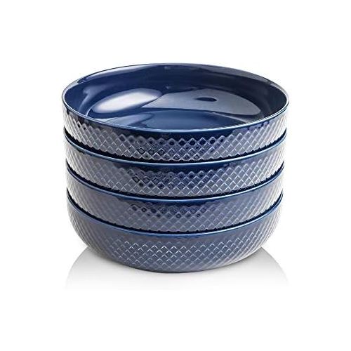  [아마존베스트]KOOV Ceramic Bowl, 46 OZ Pasta Bowls, Salad Bowl Set, Large Bowl For Eating, Dinner Bowls, Stackable Serving Bowls Set of 4 (Aegean)