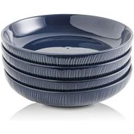 [아마존베스트]KOOV Ceramic Pasta Bowls Set of 4, 30 OZ Large Salad Bowls, Salad Serving Bowls, Soup Bowl Set, Ceramic Bowls Irregular Striped Series (Aegean)