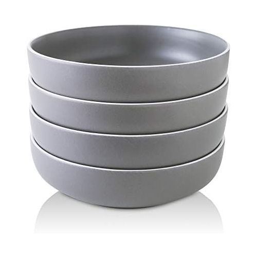  [아마존베스트]KOOV Ceramic Bowl, 46 OZ Pasta Bowls Set of 4, Large Salad Bowl Set, Large Bowl For Eating, Dinner Bowls, Stackable Serving Bowls, Reactive Glaze Series (Waxy Gray)