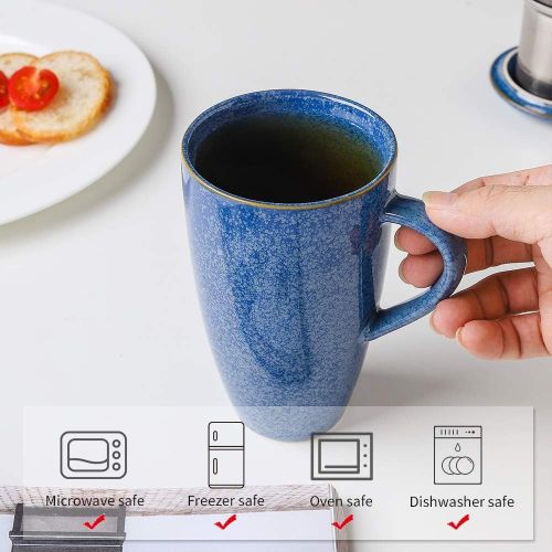  [아마존베스트]KOOV Porcelain Tea Cup with Infuser Basket and Lid, Teaware with Filter, 18 OZ (Marble)