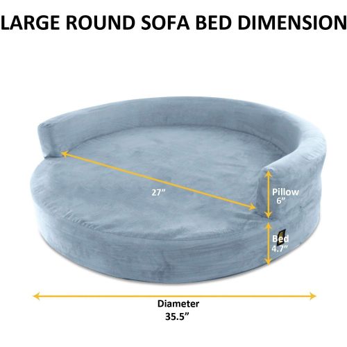  KOPEKS Deluxe Orthopedic Memory Foam ROUND Sofa Lounge Dog Bed - Large - Grey