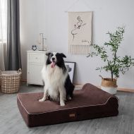 KOPEKS Orthopedic Memory Foam Dog Bed With Pillow, X-Large, Brown