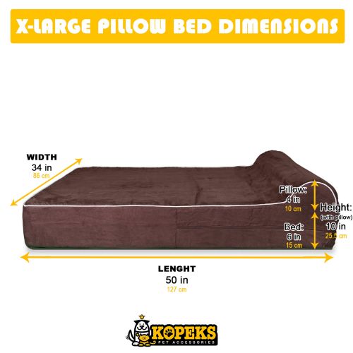  KOPEKS Orthopedic Memory Foam Dog Bed With Pillow, X-Large, Brown