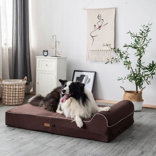  KOPEKS Orthopedic Memory Foam Dog Bed With Pillow, X-Large, Brown