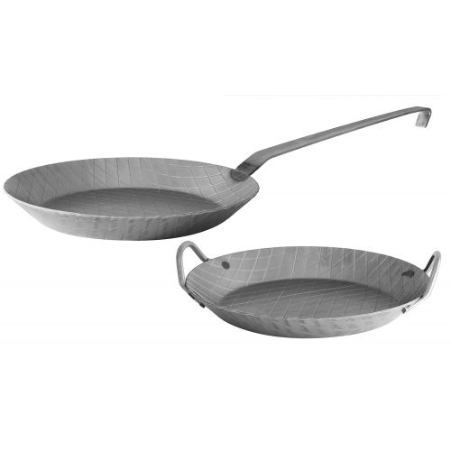  KOPF Kopf Pfannen Set Iron aus Schmiedeeisen, 2-teilig mit Bratpfanne und Servierpfanne, Durchmesser je 28 cm, geeignet fuer Induktion