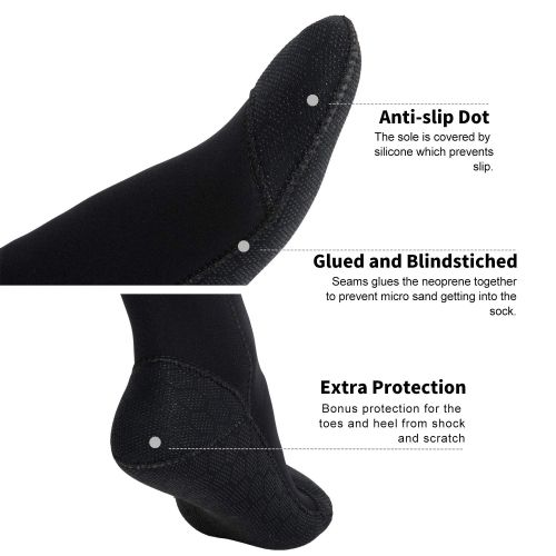  KORAMAN Neoprene Fin Socks 3mm Wetsuits Booties for Scuba Free Diving Snorkeling Water Activities-Protection Thermal