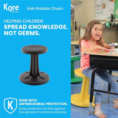  [아마존베스트]KORE DESIGN LLC Kore Wobble Chair - Flexible Seating Stool for Classroom, Elementary School, ADD/ADHD - Made in USA - Junior- Age 8-9, Grade 3-4, Black (16in)