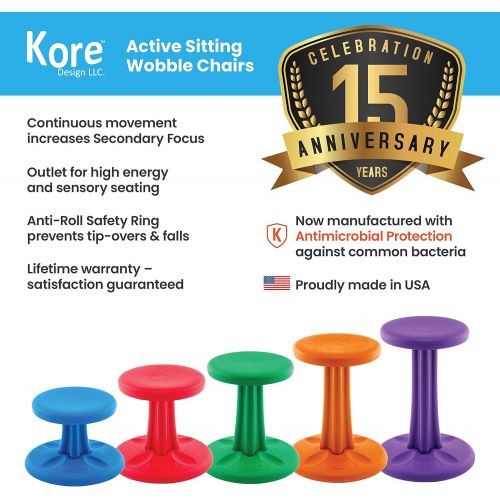  [아마존베스트]KORE DESIGN LLC Kore Wobble Chair - Flexible Seating Stool for Classroom, Elementary School, ADD/ADHD - Made in USA - Junior- Age 8-9, Grade 3-4, Black (16in)