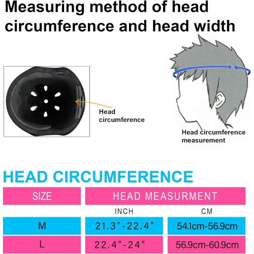  KORIMEFA Skateboard Bike Helmet CPSC Certified for Kids Youth Adult Adjustable Lightweight Multi-Sport Roller Skating Cycling Scooter Inline Skating Rollerblading Longboard for Men