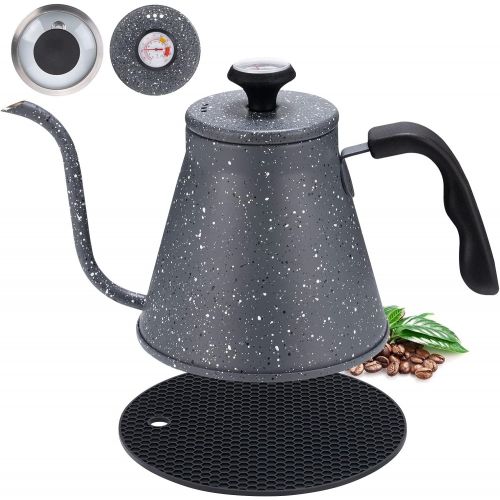  KOTEFFR Gooseneck Kettle for All Stovetops - 40oz/1.2L Coffee Kettle with Optimal Spout and Built-In Thermometer Pour Over Kettle with Premium Food Grade Stainless Steel for Health