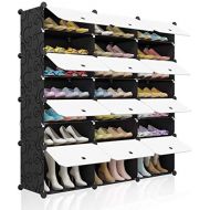 [아마존 핫딜] KOUSI Portable Shoe Rack Organizer 48 Pair Tower Shelf Storage Cabinet Stand Expandable for Heels, Boots, Slippers， 8 Tier Black