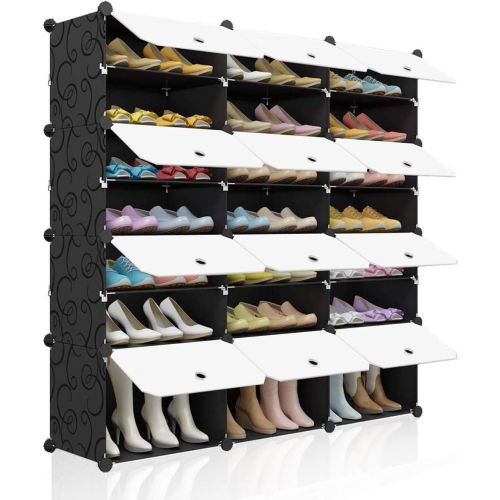  [아마존 핫딜] KOUSI Portable Shoe Rack Organizer 48 Pair Tower Shelf Storage Cabinet Stand Expandable for Heels, Boots, Slippers， 8 Tier Black