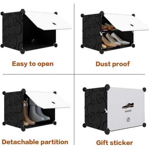  [아마존 핫딜] KOUSI Portable Shoe Rack Organizer 48 Pair Tower Shelf Storage Cabinet Stand Expandable for Heels, Boots, Slippers， 8 Tier Black