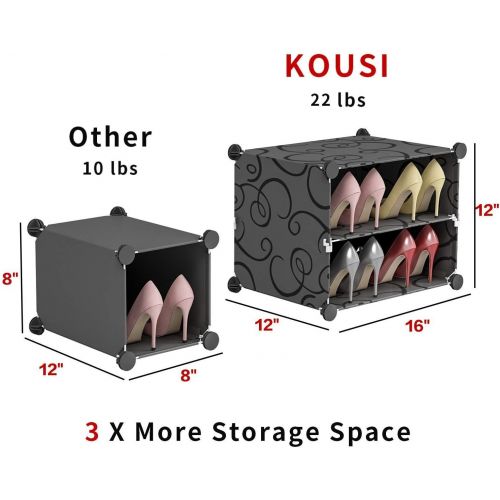  [아마존 핫딜] KOUSI Portable Shoe Rack Organizer 48 Pair Tower Shelf Storage Cabinet Stand Expandable for Heels, Boots, Slippers， 8 Tier Black