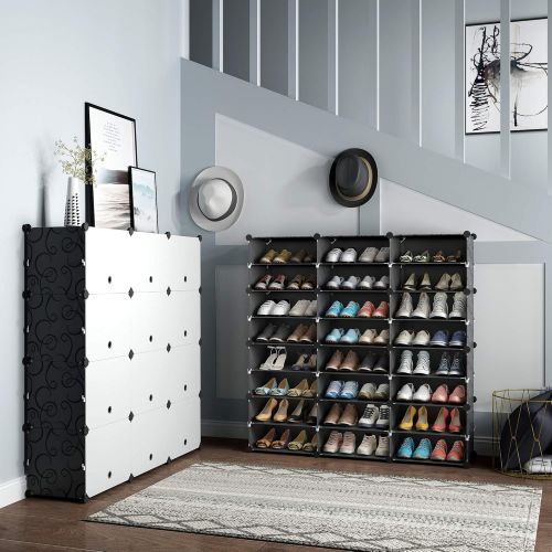  [아마존 핫딜] KOUSI Portable Shoe Rack Organizer 48 Pair Tower Shelf Storage Cabinet Stand Expandable for Heels, Boots, Slippers， 8 Tier Black