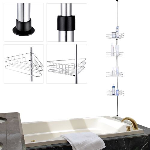  KOVAL Koval Inc. Tub Shower Caddy Bathroom Organizer Tension Pole W Baskets