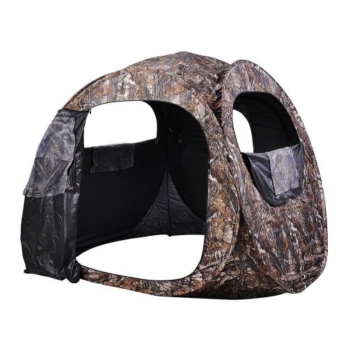  KOVAL Koval Inc. Pop Up Oval Ground Wood-Leaf Camouflage Hunting Blind Hub Style (Camo, Oval)