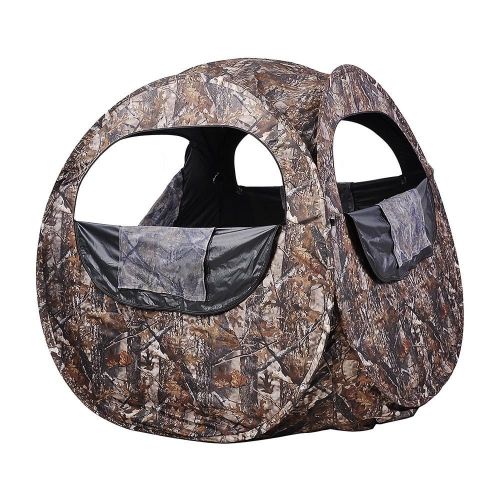  KOVAL Koval Inc. Pop Up Oval Ground Wood-Leaf Camouflage Hunting Blind Hub Style (Camo, Oval)