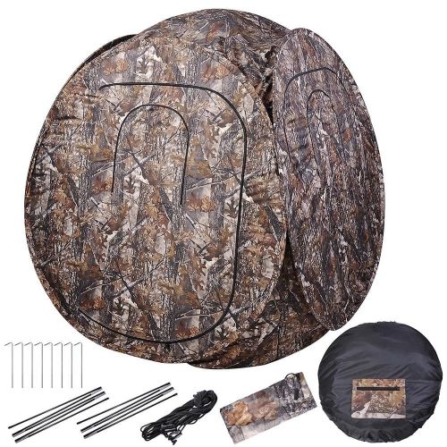  KOVAL Koval Inc. Pop Up Oval Ground Wood-Leaf Camouflage Hunting Blind Hub Style (Camo, Oval)