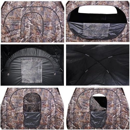  KOVAL Koval Inc. Pop Up Oval Ground Wood-Leaf Camouflage Hunting Blind Hub Style (Camo, Oval)