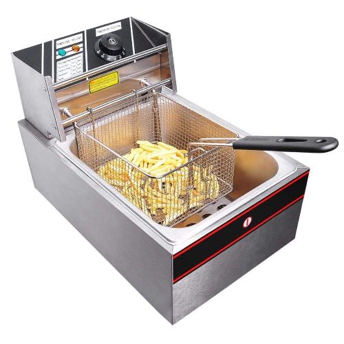  KOVAL INC. Koval Inc. Stainless Steel Commercial Electric Deep Fat Fryer with Basket (6L, Silver Single Tank)